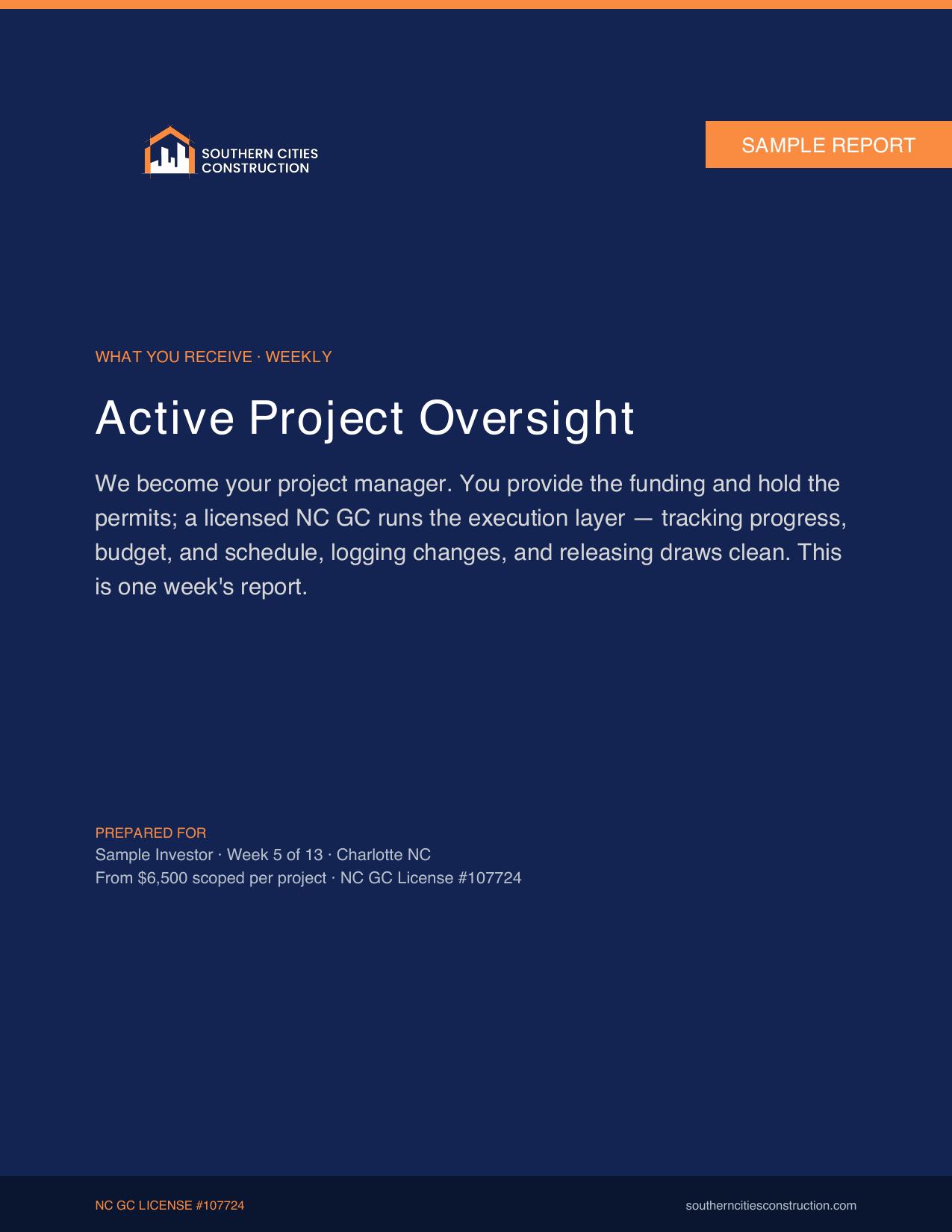 Active Project Oversight — sample report cover