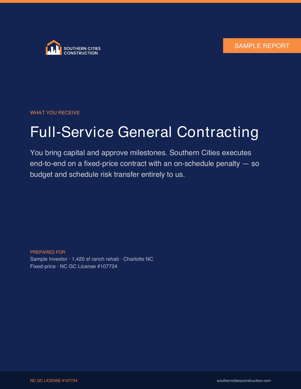 Full-Service General Contracting — sample report cover