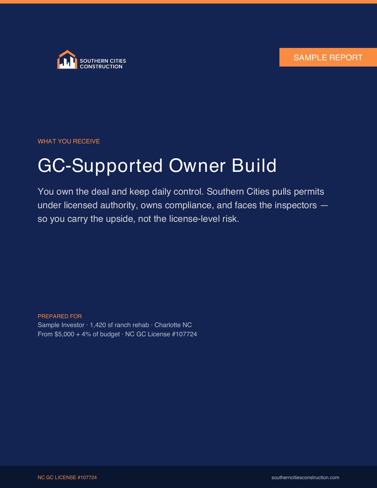 Owner-Controlled Build — sample report cover